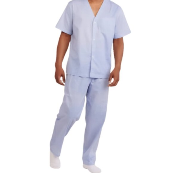 2 Pairs of Men's FRUIT OF THE LOOM 2 Piece Pajama Pants Sets 4XL Blue S-Sleeve - Picture 1 of 8